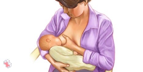 Woman breast-feeding with cradle hold