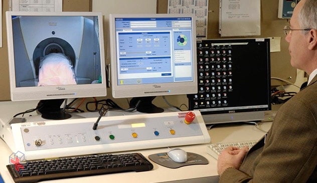 Computer monitors during the procedure.